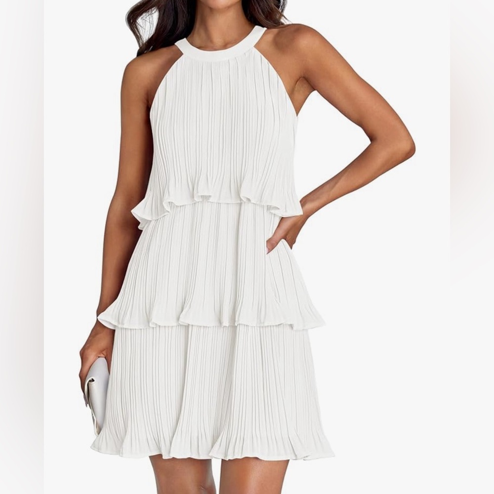 Zesica 3-tier white ruffle dress size large